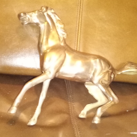 Lot of 3 Large Brass cast Horses 12", 10",& 8" tall set of 3 - Picture 1 of 3